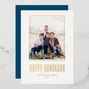 Modern Photo Lijst Happy Hanukkah Folie Feestdagenkaart