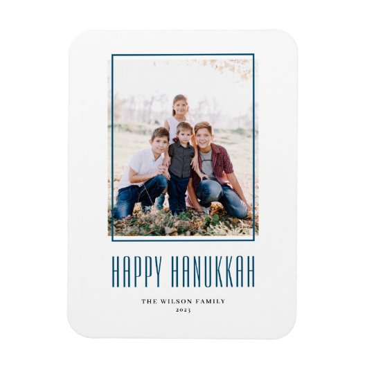 Modern Photo Lijst Happy Hanukkah Magneet (Verticaal)