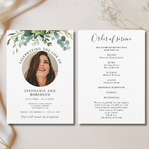Modern Photo Memorial Floral Order of Service Programma