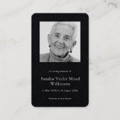 Modern photo minimalist memorial prayer card visitekaartje (Voorkant)