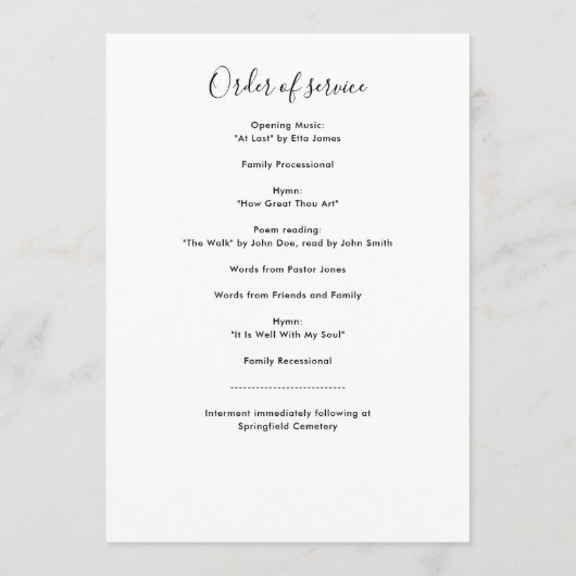 Modern Photo Order of Service Funeral Programma (Achterkant)