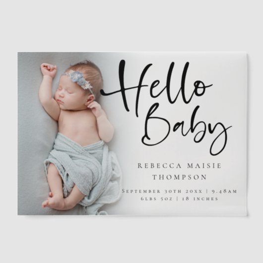 Modern Photo Overlay Script Geboorteaankondiging Vellum Uitnodigingen (Voorkant)