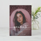 Modern Photo Pink Mandala Afstuderen Aankondiging (Staand voorkant)