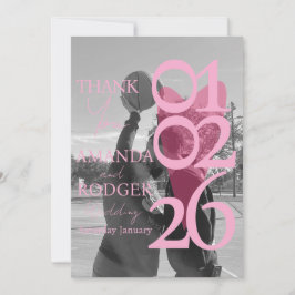 Modern Photo Pink Typography  Thank You Card Bedankkaart