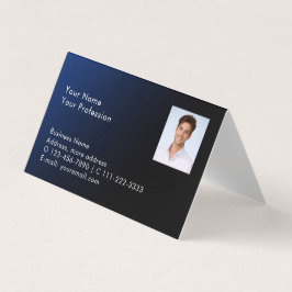 Modern Photo QR Code Blue Gradient Professional Visitekaartjes