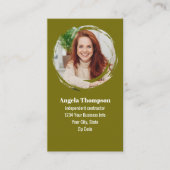 Modern Photo QR Code Custom Green Visitekaartje (Voorkant)