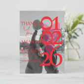 Modern Photo Red Pink Typography  Bedankkaart (Staand voorkant)