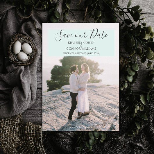 Modern Photo Save the Date | Mint Green