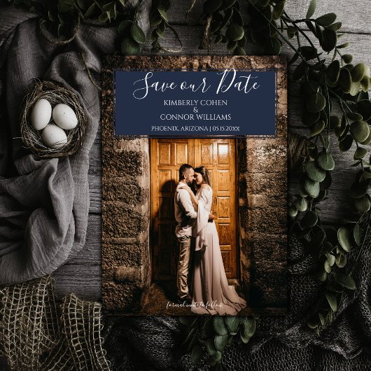 Modern Photo Save the Date | Navy