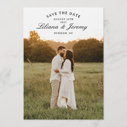 Modern Photo Save the Date With Arched Text Kaart (Voorkant)
