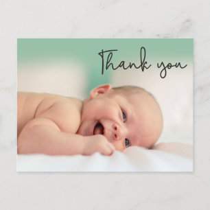 Modern Photo Script Baby Dank u Aankondigingskaart