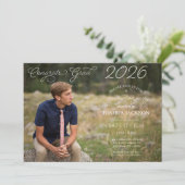 Modern Photo Script Horizontal Graduation Party Kaart (Staand voorkant)
