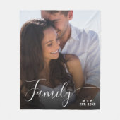 Modern Photo Script Paar Familie Liefde Initialen Fleece Deken (Voorkant)