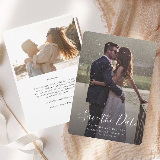 Modern Photo Script Wedding Save The Date