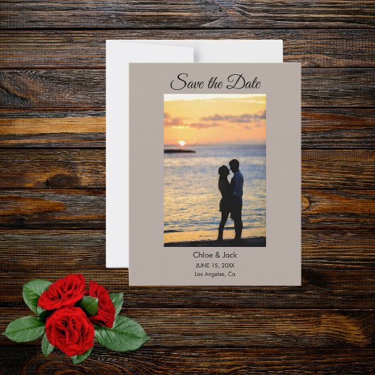 Modern Photo Stone Gray Save The Date Card