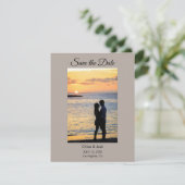 Modern Photo Stone Gray Save The Date Card (Debout devant)