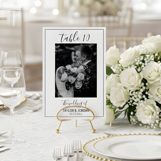 Modern Photo Table Number Wedding Reception Card Kaart