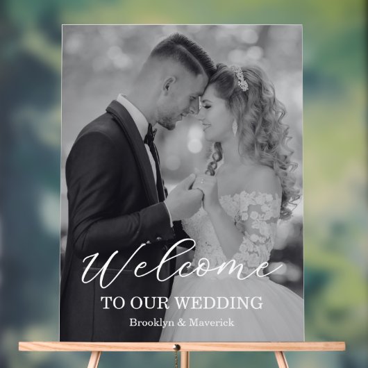 Modern Photo Wedding Acryl Bord (Neutraal)