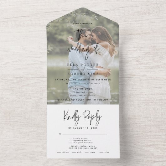 Modern Photo Wedding All In One Uitnodiging (Binnen)