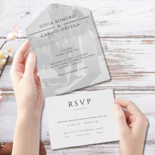 Modern Photo Wedding All In One Uitnodiging