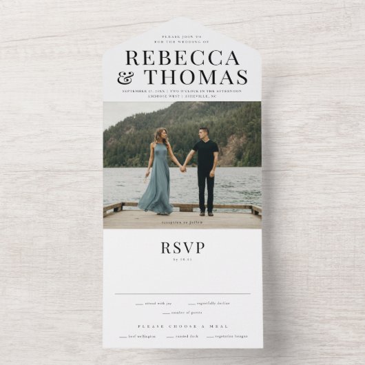 Modern Photo Wedding All In One Uitnodiging (Binnen)