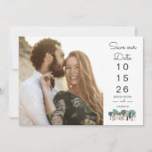 Modern Photo Wedding Save the Date with Tree Icons (Devant)