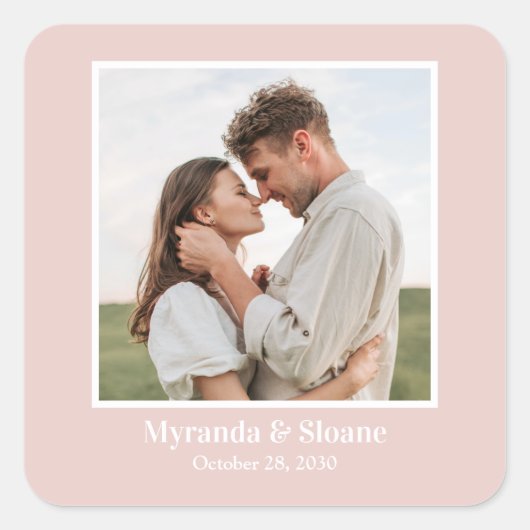 Modern Photo Wedding Vierkante Sticker (Voorkant)