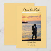 Modern Photo Yellow Orange Save The Date Card (Devant / Derrière)