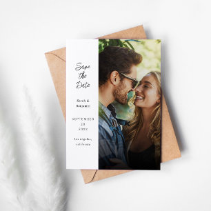 Modern Photo & Zijkant Save the Date - Wit Kaart