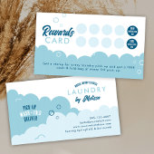 Modern Pick-Up Laundry Service Blue & White Klantenkaartje