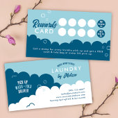 Modern Pick-Up Laundry Service Blue & White Klantenkaartje