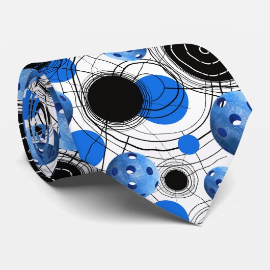 Modern Pickleball Pattern Blue Stropdas (Opgerold)