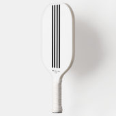 Modern Pickleball Player Black White Stripes Paddle (Links)