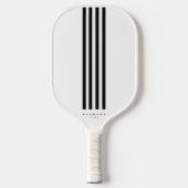 Modern Pickleball Player Black White Stripes Paddle (Voorkant)