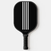 Modern Pickleball Player Black White Stripes Paddle (Voorkant)
