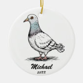 Modern Pigeon Christmas gepersonaliseerd Keramisch Ornament (Voorkant)