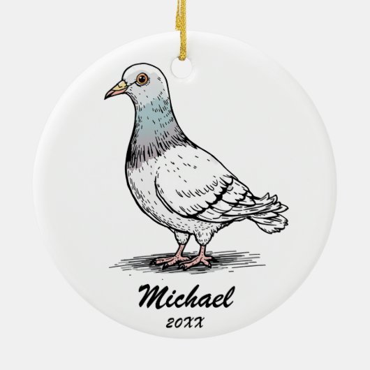 Modern Pigeon Christmas gepersonaliseerd Keramisch Ornament (Achterkant)