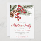 Modern Pine Branch & Berries kerstfeest Kaart (Voorkant)