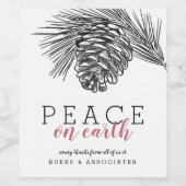 Modern Pine Branch tekent vrede op aarde Wijn Etiket (Enkel label)