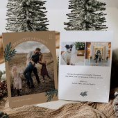 Modern Pine Christmas Photo Holiday Kaart