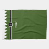 Modern Pine Green Holiday Monogram Theedoek (Horizontaal)