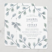 Modern Pine Green + White Wedding Invitations Kaart (Voorkant / Achterkant)