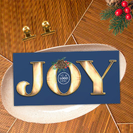 Modern Pine Navy Blauw Goud Metaal Joy Business Lo Feestdagenkaart