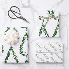 Modern Pine Tree Holiday Inpakpapier Vel