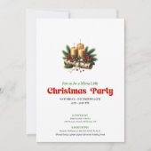 Modern Pine Wreath Candles Holiday Invitation Card (Devant)