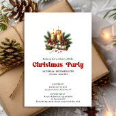 Modern Pine Wreath Candles Holiday Invitation Card
