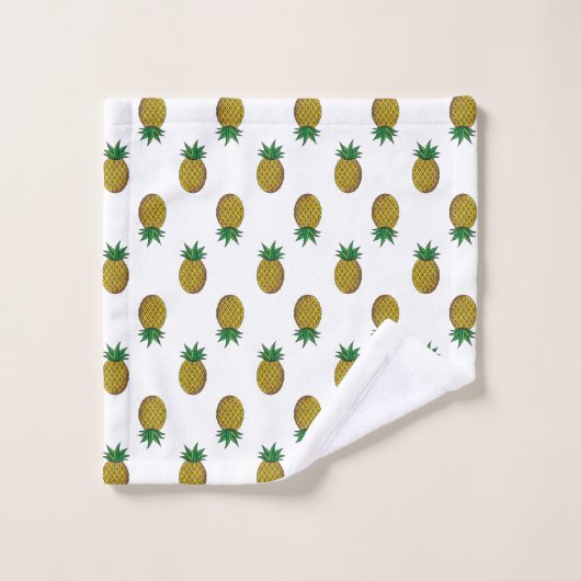 Modern Pineapple Pattern on White Bad Handdoek (Wasdoekje)