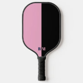 Modern Pink And Black Monogram Custom Pickleball Paddle (Voorkant)