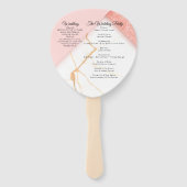 Modern Pink and Gold Marble Wedding Programme Handwaaier (Achterkant)