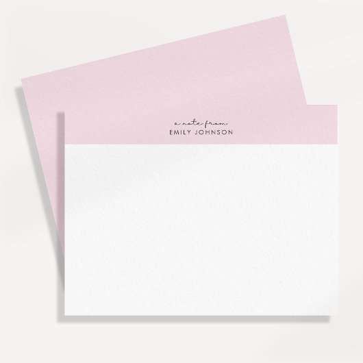 Modern pink and white a note from flat card kaart